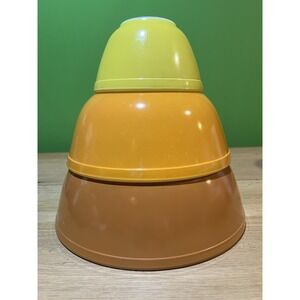Pyrex Set of 3 Nesting Bowls 404 403 & 401 Vintage Brown Orange Yellow READ